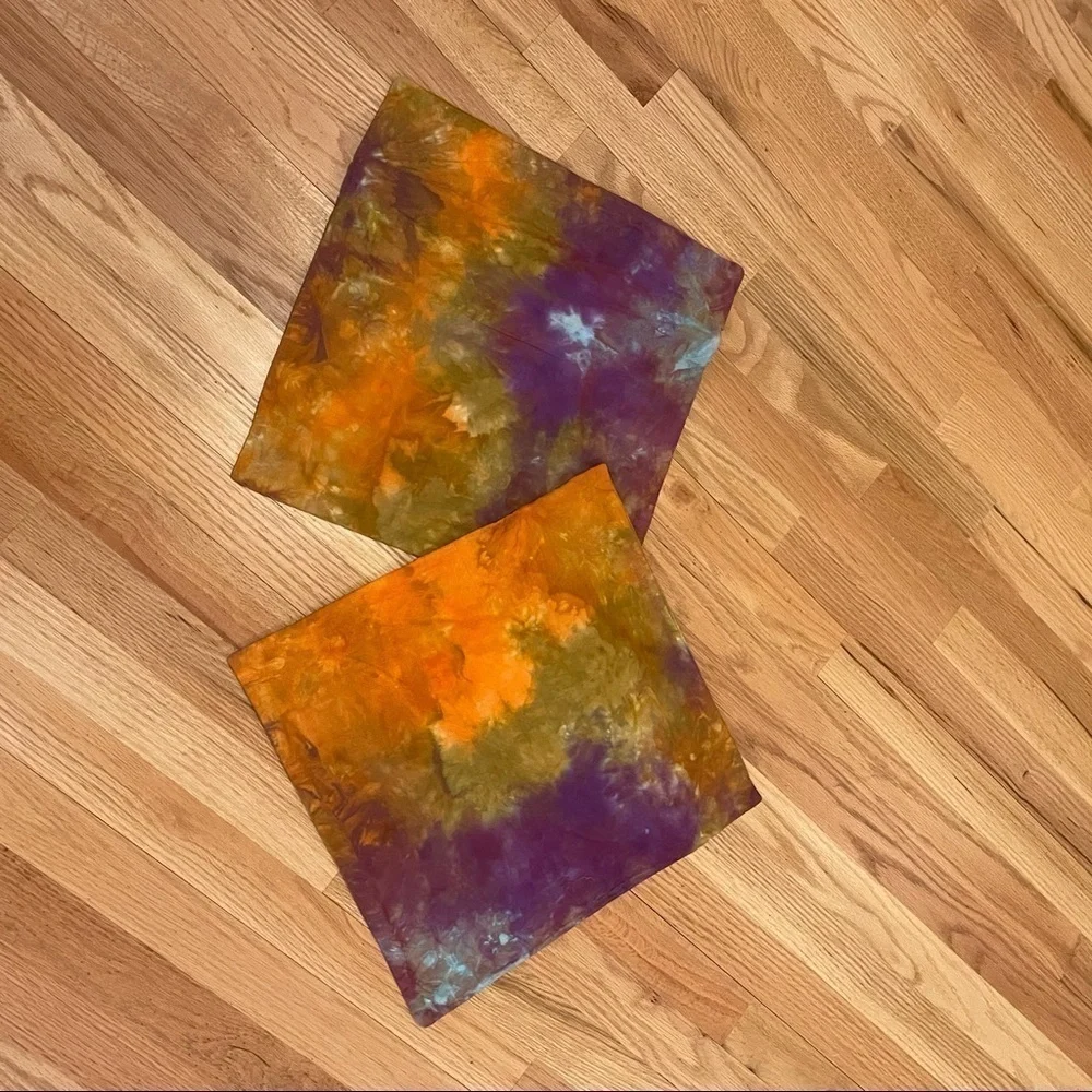 2 pillow cases pillow covers jewel tone purple gold dyed throw pillow cases